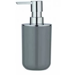 WENKO Distributeur Savon Liquide Posa, Capacité 330 Ml, Plastique, 7x16,5x8 Cm, Gris/Chromé