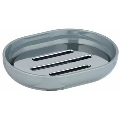 WENKO Porte Savon Posa, Support Savon, Plastique Sans BPA, 12x2,5x9 Cm, Gris - Chromé 3 WENKO Porte Savon Posa, Support Savon, Plastique Sans BPA, 12x2,5x9 Cm, Gris - Chromé