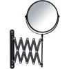WENKO Miroir Grossissant Mural X3 Exclusif, Bras Télescopique, Miroir Maquillage Double Face, Acier, 19x38,5x50 Cm, Noir