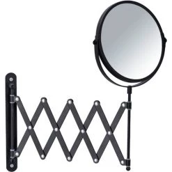 WENKO Miroir Grossissant Mural X3 Exclusif, Bras Télescopique, Miroir Maquillage Double Face, Acier, 19x38,5x50 Cm, Noir -WENKO Soldes 18939437 4