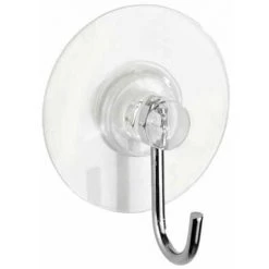 WENKO Crochet Mural Porte Serviette, Crochet Porte Serviette Pour La Salle De Bain, Fixation Sans Perçage Static-Loc®, Lot De 4, Plastique, Ø 3,8x2,1 Cm, Transparent