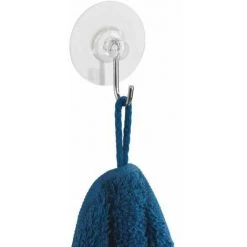 WENKO Crochet Mural Porte Serviette, Crochet Porte Serviette Pour La Salle De Bain, Fixation Sans Perçage Static-Loc®, Lot De 4, Plastique, Ø 3,8x2,1 Cm, Transparent -WENKO Soldes 18939448 3