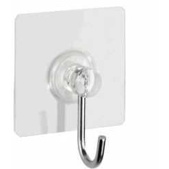 WENKO Crochet Mural Porte Serviette, Crochet Porte Serviette Pour La Salle De Bain, Fixation Sans Perçage Static-Loc®, Lot De 4, Plastique, 4x4,5x2 Cm, Transparent