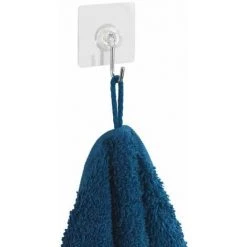 WENKO Crochet Mural Porte Serviette, Crochet Porte Serviette Pour La Salle De Bain, Fixation Sans Perçage Static-Loc®, Lot De 4, Plastique, 4x4,5x2 Cm, Transparent -WENKO Soldes 18939453 4