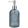 WENKO Distributeur Savon Liquide En Verre à Relief Vetro, Capacité 400 Ml, Verre, 8,5x19x7,5 Cm, Gris Transparent