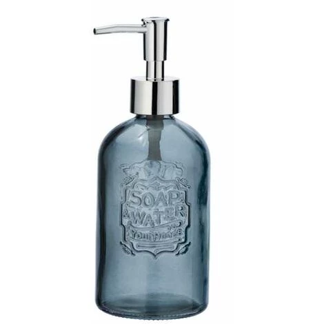WENKO Distributeur Savon Liquide En Verre à Relief Vetro, Capacité 400 Ml, Verre, 8,5x19x7,5 Cm, Gris Transparent 4 WENKO Distributeur Savon Liquide En Verre à Relief Vetro, Capacité 400 Ml, Verre, 8,5x19x7,5 Cm, Gris Transparent – Image 2