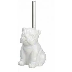 WENKO Brosse WC Originale Bulldog, Brosse WC Silicone Noire, Céramique, 12x19,5x15,5 Cm, Blanc -WENKO Soldes 18939615 2