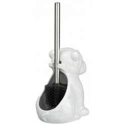 WENKO Brosse WC Originale Bulldog, Brosse WC Silicone Noire, Céramique, 12x19,5x15,5 Cm, Blanc -WENKO Soldes 18939615 3