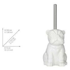 WENKO Brosse WC Originale Bulldog, Brosse WC Silicone Noire, Céramique, 12x19,5x15,5 Cm, Blanc -WENKO Soldes 18939615 4