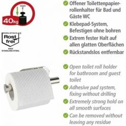 WENKO Dérouleur Papier Toilette Mural Orea Shine, Porte Papier Toilette Mural Fixation Sans Perçage Turbo-Loc®, Acier Inox, 16x4,5x7 Cm, Brillant 9 WENKO Dérouleur Papier Toilette Mural Orea Shine, Porte Papier Toilette Mural Fixation Sans Perçage Turbo-Loc®, Acier Inox, 16x4,5x7 Cm, Brillant -WENKO Soldes 18939643 3