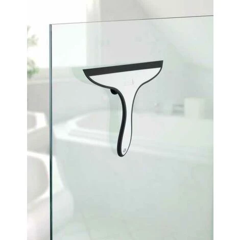 WENKO Raclette Salle De Bain Ibos, Raclette De Douche, Fixation Ventouse, Plastique, 23x20x2,5 Cm, Blanc - Noir 6 WENKO Raclette Salle De Bain Ibos, Raclette De Douche, Fixation Ventouse, Plastique, 23x20x2,5 Cm, Blanc - Noir – Image 4