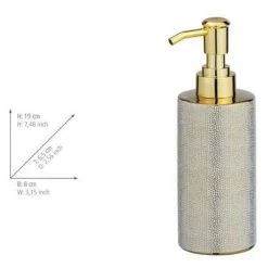 WENKO Distributeur Savon Liquide Nuria, Capacité 300ml, Céramique, 7,5x18,7x6,5 Cm, Doré/Blanc -WENKO Soldes 18939722 4