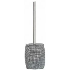 WENKO Brosse WC Gilba, Brosse WC Noire, Polyrésine Effet écaille, Ø 11,3x37 Cm, Gris - Blanc