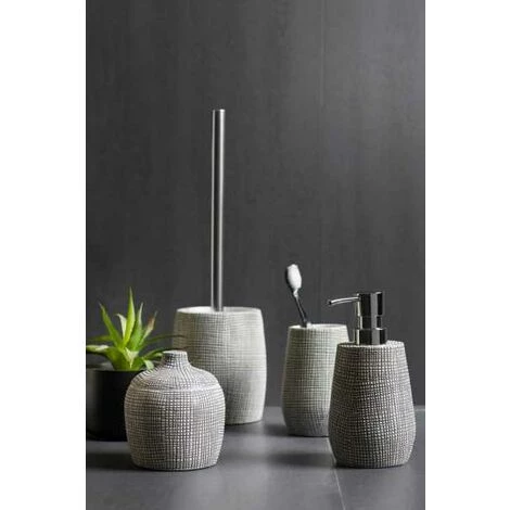 WENKO Brosse WC Gilba, Brosse WC Noire, Polyrésine Effet écaille, Ø 11,3x37 Cm, Gris - Blanc 5 WENKO Brosse WC Gilba, Brosse WC Noire, Polyrésine Effet écaille, Ø 11,3x37 Cm, Gris - Blanc – Image 3