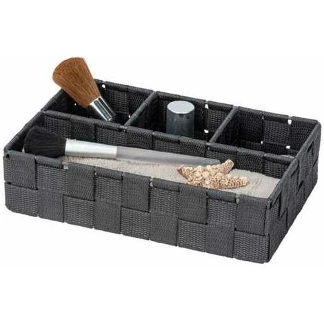 WENKO Organiseur Salle De Bain Adria Petit, Rangement Salle De Bain 4 Compartiments, Polypropylène, 26x17x6.5 Cm, Anthracite 5 WENKO Organiseur Salle De Bain Adria Petit, Rangement Salle De Bain 4 Compartiments, Polypropylène, 26x17x6.5 Cm, Anthracite – Image 3