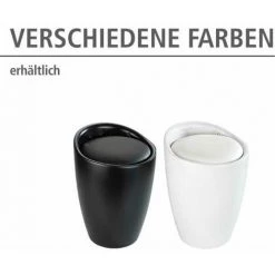 WENKO Tabouret Panier à Linge Salle De Bain 2en1 Candy, Panier à Linge Et Tabouret Salle De Bain, Capacité 20L, Plastique Sans BPA, Ø 36x50,5 Cm, Blanc Mat -WENKO Soldes 18939838 5