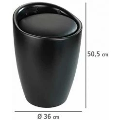 WENKO Tabouret Panier à Linge Salle De Bain 2en1 Candy, Panier à Linge Et Tabouret Salle De Bain, Capacité 20L, Plastique Sans BPA, Ø 36x50,5 Cm, Noir Mat -WENKO Soldes 18939842 4