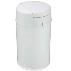 WENKO Poubelle à Couches Secura Premium, Poubelle Couche Bébé, étanche Aux Odeurs, Sacs Plastiques Standard, Aluminium Inox, 35x53,5x30 Cm, Blanc