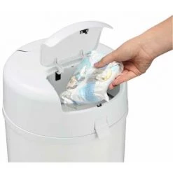 WENKO Poubelle à Couches Secura Premium, Poubelle Couche Bébé, étanche Aux Odeurs, Sacs Plastiques Standard, Aluminium Inox, 35x53,5x30 Cm, Blanc -WENKO Soldes 18939847 4