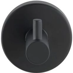 WENKO Crochet Mural Porte Serviette Uno Bosio Black, Crochet Porte Manteau Mural, Acier Inox, Ø 5,5x5,5 Cm, Noir Mat