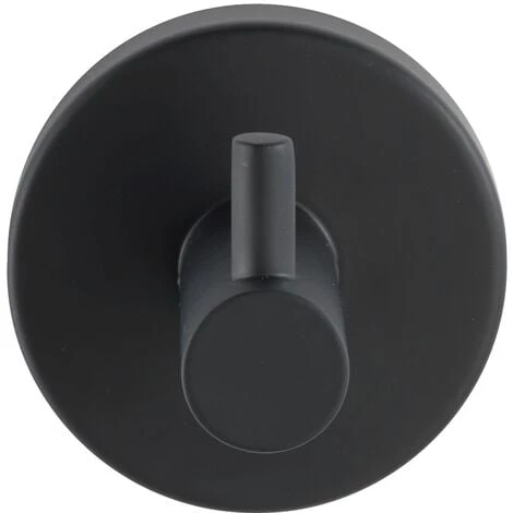 WENKO Crochet Mural Porte Serviette Uno Bosio Black, Crochet Porte Manteau Mural, Acier Inox, Ø 5,5x5,5 Cm, Noir Mat 3 WENKO Crochet Mural Porte Serviette Uno Bosio Black, Crochet Porte Manteau Mural, Acier Inox, Ø 5,5x5,5 Cm, Noir Mat