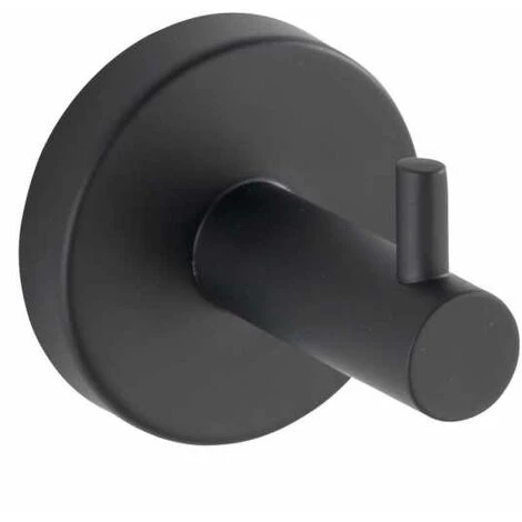 WENKO Crochet Mural Porte Serviette Uno Bosio Black, Crochet Porte Manteau Mural, Acier Inox, Ø 5,5x5,5 Cm, Noir Mat 4 WENKO Crochet Mural Porte Serviette Uno Bosio Black, Crochet Porte Manteau Mural, Acier Inox, Ø 5,5x5,5 Cm, Noir Mat – Image 2