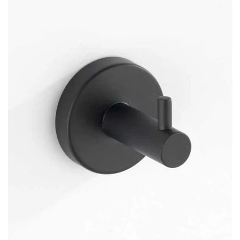 WENKO Crochet Mural Porte Serviette Uno Bosio Black, Crochet Porte Manteau Mural, Acier Inox, Ø 5,5x5,5 Cm, Noir Mat 5 WENKO Crochet Mural Porte Serviette Uno Bosio Black, Crochet Porte Manteau Mural, Acier Inox, Ø 5,5x5,5 Cm, Noir Mat – Image 3