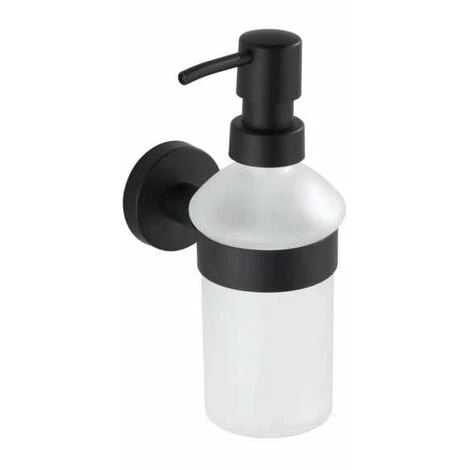 WENKO Distributeur Savon Liquide Mural Bosio Black, Capacité 200 Ml, Acier Inox - Verre Satiné, 7x18x11 Cm, Noir Mat 3 WENKO Distributeur Savon Liquide Mural Bosio Black, Capacité 200 Ml, Acier Inox - Verre Satiné, 7x18x11 Cm, Noir Mat