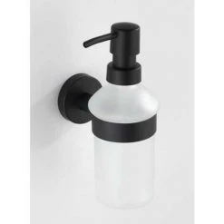 WENKO Distributeur Savon Liquide Mural Bosio Black, Capacité 200 Ml, Acier Inox - Verre Satiné, 7x18x11 Cm, Noir Mat 9 WENKO Distributeur Savon Liquide Mural Bosio Black, Capacité 200 Ml, Acier Inox - Verre Satiné, 7x18x11 Cm, Noir Mat -WENKO Soldes 18939874 3