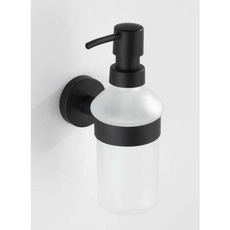 WENKO Distributeur Savon Liquide Mural Bosio Black, Capacité 200 Ml, Acier Inox - Verre Satiné, 7x18x11 Cm, Noir Mat 5 WENKO Distributeur Savon Liquide Mural Bosio Black, Capacité 200 Ml, Acier Inox - Verre Satiné, 7x18x11 Cm, Noir Mat – Image 3