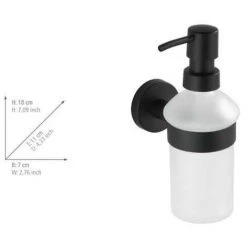 WENKO Distributeur Savon Liquide Mural Bosio Black, Capacité 200 Ml, Acier Inox - Verre Satiné, 7x18x11 Cm, Noir Mat 10 WENKO Distributeur Savon Liquide Mural Bosio Black, Capacité 200 Ml, Acier Inox - Verre Satiné, 7x18x11 Cm, Noir Mat -WENKO Soldes 18939874 4
