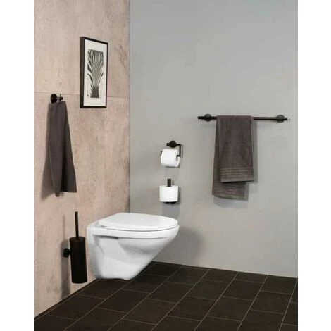 WENKO Porte Serviette Salle De Bain Mural Uno Bosio Black, Barre Porte-serviettes Mural, Acier Inox, 60x5,5x7 Cm, Noir Mat 5 WENKO Porte Serviette Salle De Bain Mural Uno Bosio Black, Barre Porte-serviettes Mural, Acier Inox, 60x5,5x7 Cm, Noir Mat – Image 3