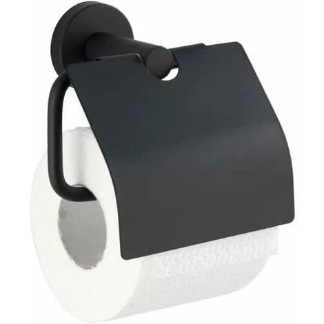 WENKO Porte Papier Toilette Mural Bosio Black, Dérouleur Papier Toilette Avec Couvercle, Acier Inox, 15x13,5x7 Cm, Noir Mat 5 WENKO Porte Papier Toilette Mural Bosio Black, Dérouleur Papier Toilette Avec Couvercle, Acier Inox, 15x13,5x7 Cm, Noir Mat – Image 3