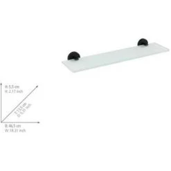 WENKO Etagère Salle De Bain, Tablette En Verre Bosio Black, Fixation Acier Inox - Verre Satiné, 46,5x5,5x13,5 Cm, Noir Mat -WENKO Soldes 18939916 5