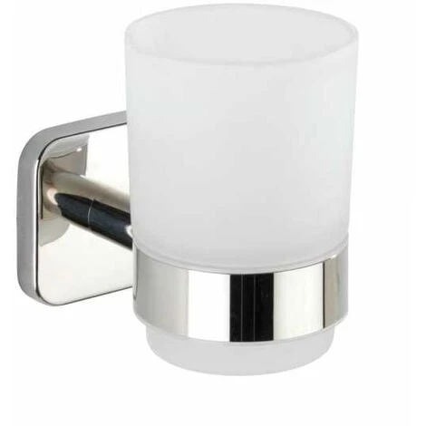 WENKO Porte Brosse à Dent Mural Uno Mezzano, Gobelet Salle De Bain Mural, Acier Inox - Verre Satiné, 7x9,5x10,5 Cm, Brillant 3 WENKO Porte Brosse à Dent Mural Uno Mezzano, Gobelet Salle De Bain Mural, Acier Inox - Verre Satiné, 7x9,5x10,5 Cm, Brillant