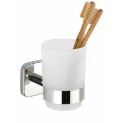 WENKO Porte Brosse à Dent Mural Uno Mezzano, Gobelet Salle De Bain Mural, Acier Inox - Verre Satiné, 7x9,5x10,5 Cm, Brillant 8 WENKO Porte Brosse à Dent Mural Uno Mezzano, Gobelet Salle De Bain Mural, Acier Inox - Verre Satiné, 7x9,5x10,5 Cm, Brillant -WENKO Soldes 18939937 2