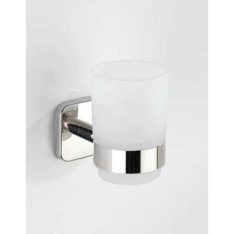 WENKO Porte Brosse à Dent Mural Uno Mezzano, Gobelet Salle De Bain Mural, Acier Inox - Verre Satiné, 7x9,5x10,5 Cm, Brillant 6 WENKO Porte Brosse à Dent Mural Uno Mezzano, Gobelet Salle De Bain Mural, Acier Inox - Verre Satiné, 7x9,5x10,5 Cm, Brillant – Image 4