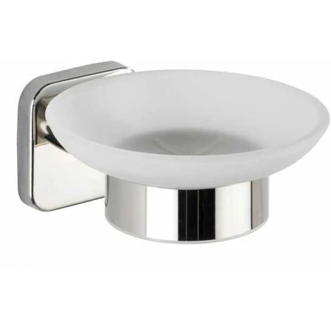 WENKO Porte Savon Mural Mezzano, Porte Savon Rond à Fixer Au Mur, Acier Inox - Verre Satiné, 11x5,5x13 Cm, Brillant 4 WENKO Porte Savon Mural Mezzano, Porte Savon Rond à Fixer Au Mur, Acier Inox - Verre Satiné, 11x5,5x13 Cm, Brillant – Image 2