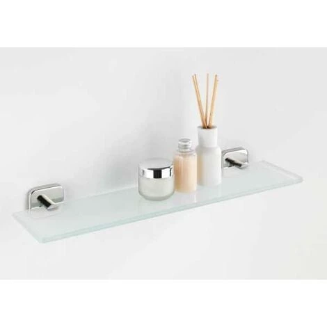 WENKO Etagère Salle De Bain, Tablette En Verre Mezzano, Fixation Acier Inox - Verre Satiné, 46,5x5,5x13,5 Cm, Brillant 5 WENKO Etagère Salle De Bain, Tablette En Verre Mezzano, Fixation Acier Inox - Verre Satiné, 46,5x5,5x13,5 Cm, Brillant – Image 3