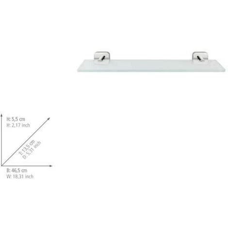 WENKO Etagère Salle De Bain, Tablette En Verre Mezzano, Fixation Acier Inox - Verre Satiné, 46,5x5,5x13,5 Cm, Brillant 6 WENKO Etagère Salle De Bain, Tablette En Verre Mezzano, Fixation Acier Inox - Verre Satiné, 46,5x5,5x13,5 Cm, Brillant – Image 4