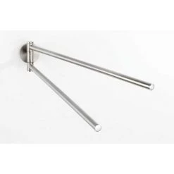 WENKO Porte Serviette Salle De Bain Mural Cuba, Barre Porte-serviettes Mural Avec 2 Bras Mobiles, Zinc, 5x7x41,5 Cm, Mat