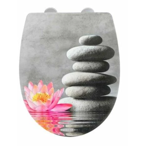 WENKO Abattant WC Original Water Lily, Abattant WC Avec Frein De Chute, Clipsable, Fixation Inox, Thermoplastique, 36,5x45 Cm, Multicolore 3 WENKO Abattant WC Original Water Lily, Abattant WC Avec Frein De Chute, Clipsable, Fixation Inox, Thermoplastique, 36,5x45 Cm, Multicolore