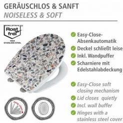 WENKO Abattant WC Original Terrazzo, Abattant WC Avec Frein De Chute, Clipsable, Fixation Inox, Thermoplastique, 36,5x45 Cm, Multicolore -WENKO Soldes 18940040 4