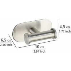 WENKO Crochet Porte Serviette Duo Orea, Crochet Porte Manteau Fixation Sans Perçage Turbo-Loc®, Acier Inox, 10x4,5x6,5 Cm, Mat -WENKO Soldes 18940046 4