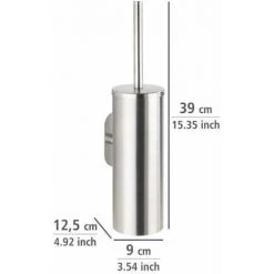 WENKO Brosse WC Suspendue Orea, Brosse WC Murale Fixation Sans Perçage Turbo-Loc®, Acier Inox, 9x39x12,5 Cm, Mat -WENKO Soldes 18940051 4