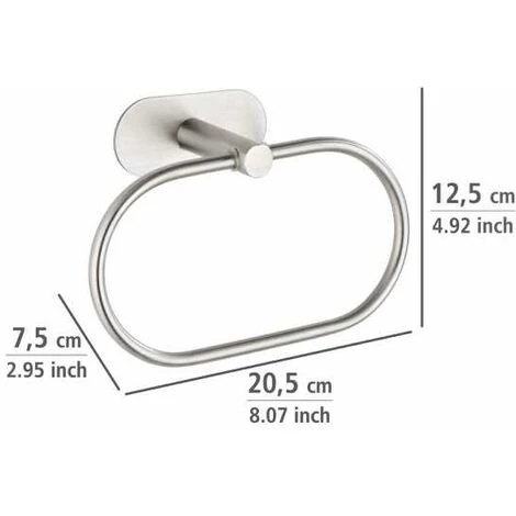 WENKO Porte Serviette Salle De Bain Mural Orea, Anneau Porte-serviette Fixation Sans Perçage Turbo-Loc®, Acier Inox, 20,5x12,5x7,5 Cm, Mat 6 WENKO Porte Serviette Salle De Bain Mural Orea, Anneau Porte-serviette Fixation Sans Perçage Turbo-Loc®, Acier Inox, 20,5x12,5x7,5 Cm, Mat – Image 4