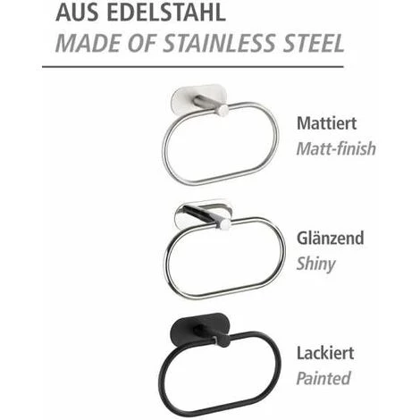 WENKO Porte Serviette Salle De Bain Mural Orea, Anneau Porte-serviette Fixation Sans Perçage Turbo-Loc®, Acier Inox, 20,5x12,5x7,5 Cm, Mat 7 WENKO Porte Serviette Salle De Bain Mural Orea, Anneau Porte-serviette Fixation Sans Perçage Turbo-Loc®, Acier Inox, 20,5x12,5x7,5 Cm, Mat – Image 5