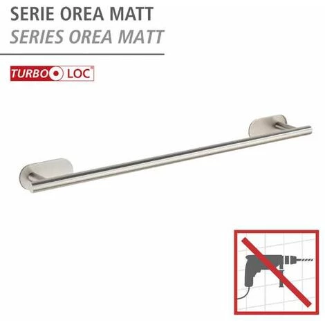 WENKO Porte Serviette Salle De Bain Mural Uno Orea, Barre Porte Serviette Fixation Sans Perçage Turbo-Loc®, Acier Inox, 60x4,5x7 Cm, Mat 4 WENKO Porte Serviette Salle De Bain Mural Uno Orea, Barre Porte Serviette Fixation Sans Perçage Turbo-Loc®, Acier Inox, 60x4,5x7 Cm, Mat – Image 2