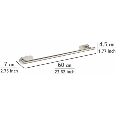 WENKO Porte Serviette Salle De Bain Mural Uno Orea, Barre Porte Serviette Fixation Sans Perçage Turbo-Loc®, Acier Inox, 60x4,5x7 Cm, Mat 6 WENKO Porte Serviette Salle De Bain Mural Uno Orea, Barre Porte Serviette Fixation Sans Perçage Turbo-Loc®, Acier Inox, 60x4,5x7 Cm, Mat – Image 4
