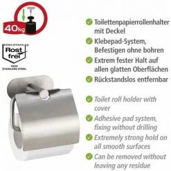 WENKO Turbo-Loc® Dérouleur Papier WC Avec Couvercle Orea Mat 9 WENKO Turbo-Loc® Dérouleur Papier WC Avec Couvercle Orea Mat -WENKO Soldes 18940078 3